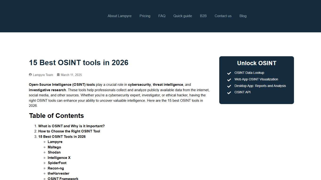15 Best OSINT tools in 2026 - Lampyre