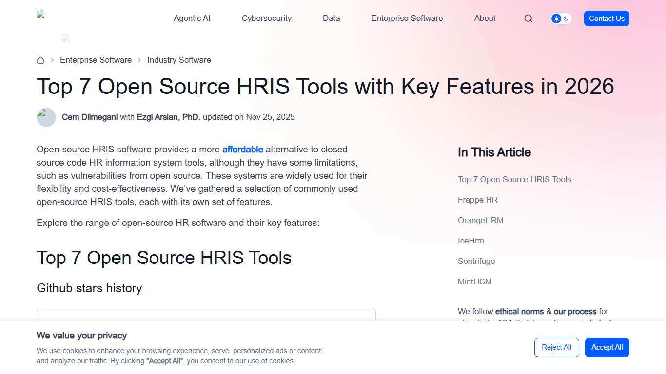 Top 7 Open Source HRIS Tools with Key Features in 2026